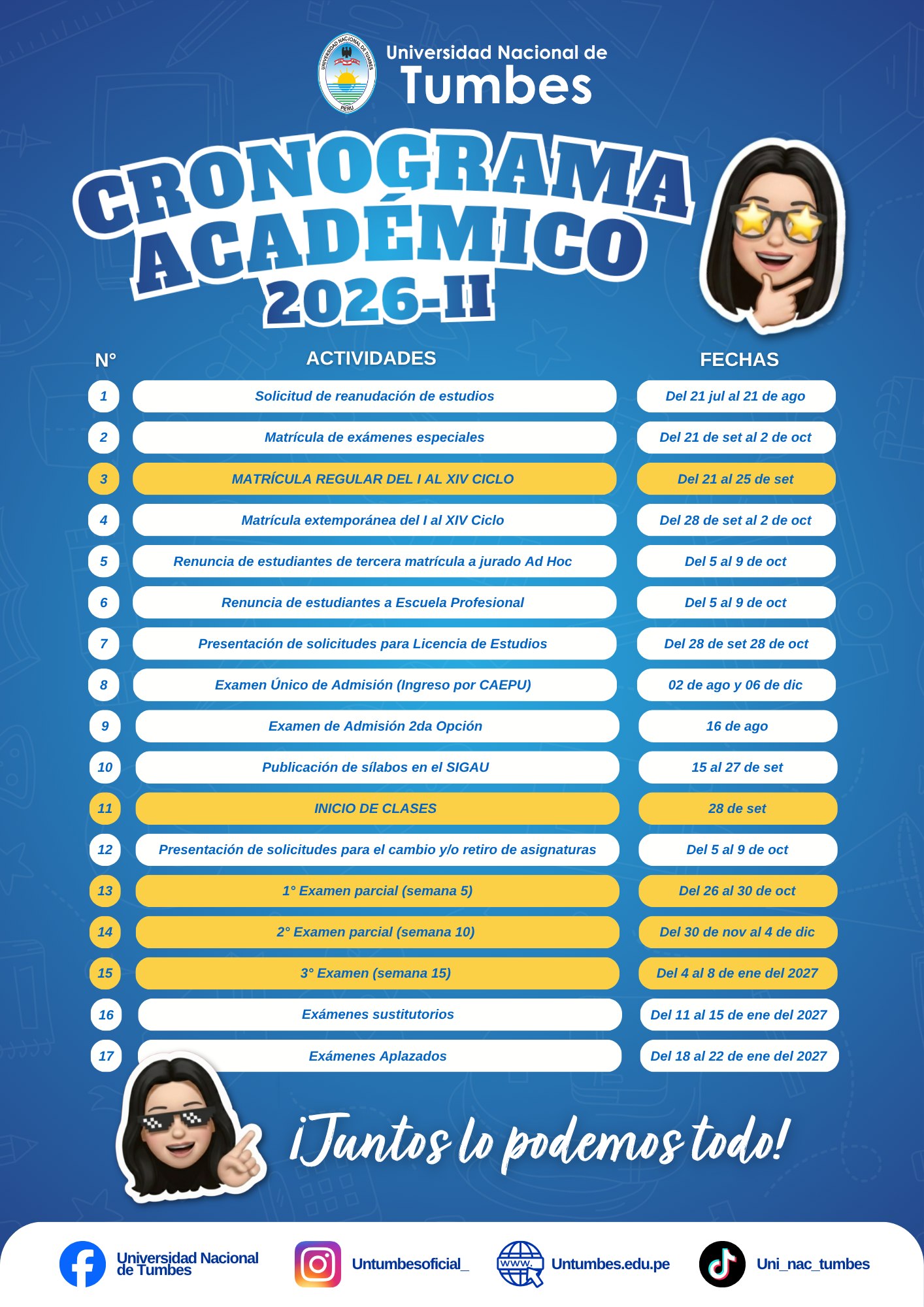 Cronograma académico 2026-II